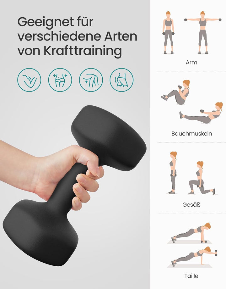 SONGMICS 2 Stück Hexagon Hanteln mit Neoprenbeschichtung für Krafttraining, Fitness, Zuhause 2 x 10
