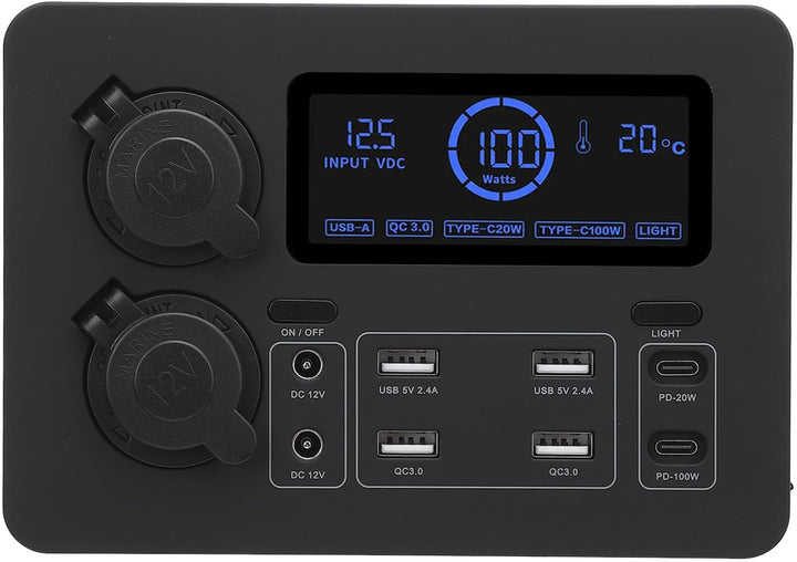 12 V Mini Power Box, 100W LCD -Display USB C QC3.0 Port für 4 Anderson Outlet Multifunktionale Leist
