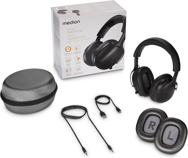 MEDION Over Ear Kopfhörer HX-1 Pure (kabellos, Bluetooth 5.4, Wireless, Passive Noise Isolation, 3+1