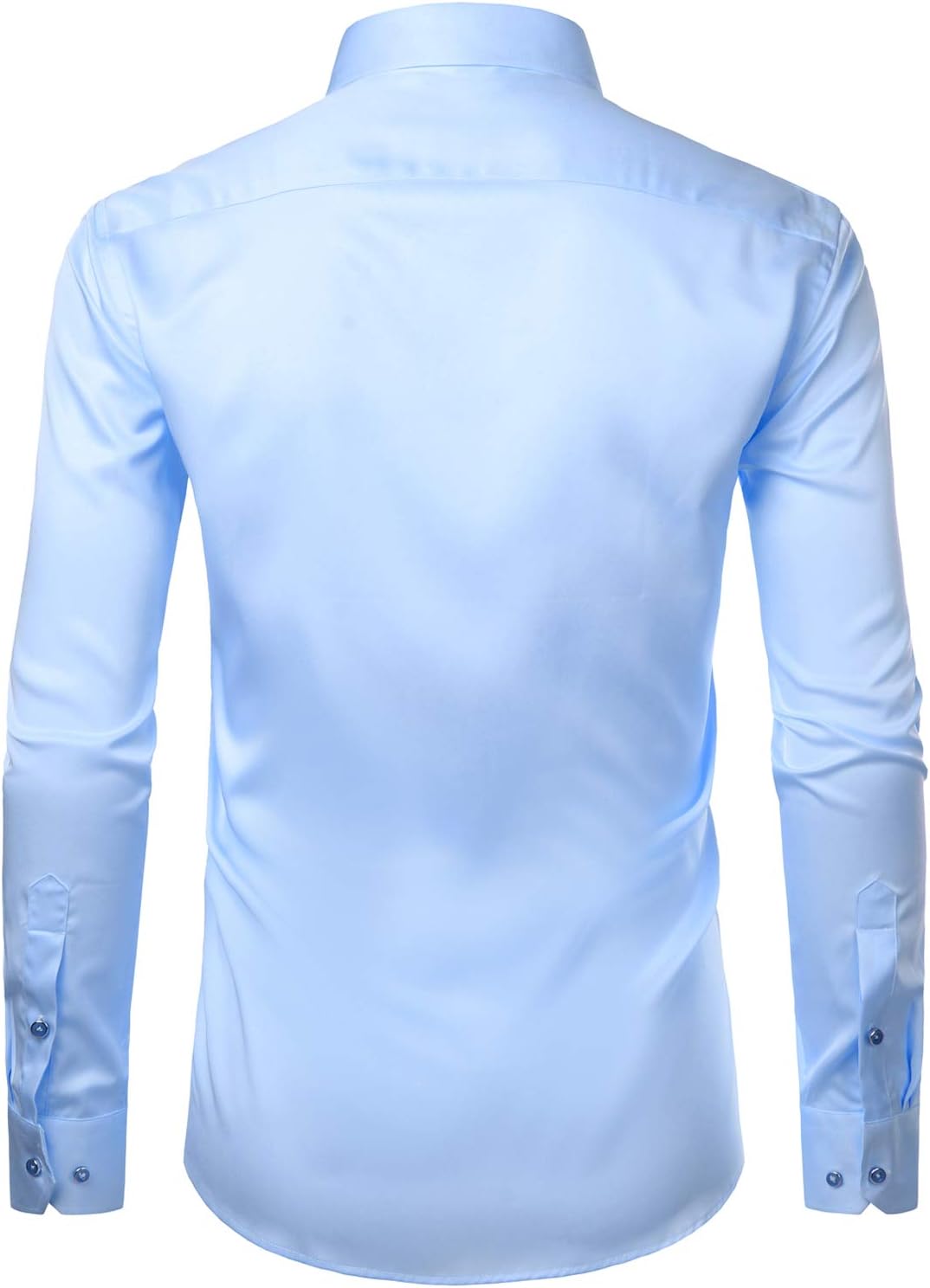 PARKLEES Herren Tailliert Freizeit Langarm Hemd Businesshemd für Hochzeit Business L Blau, L Blau