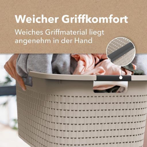 Rotho Country 3er-Set Wäschekorb 40l, Kunststoff (PP) BPA-frei, anthrazit, 40l (58.0 x 38.9 x 25.1 c