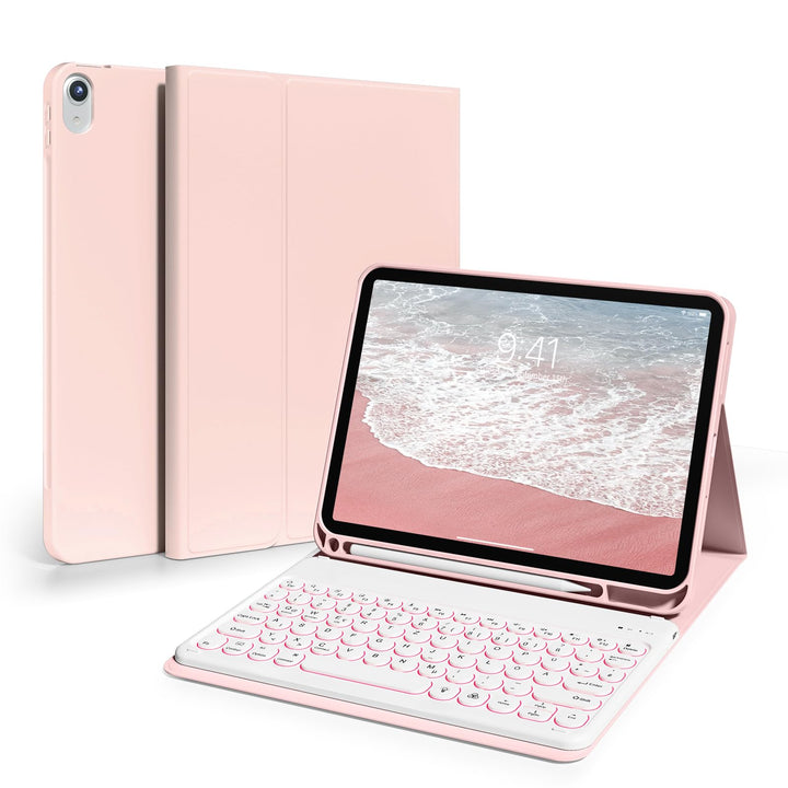 Hülle mit Tastatur für iPad 11 Generation A16/10 Generation (11/10.9 Zoll,2025/2022),7-farbige Beleu