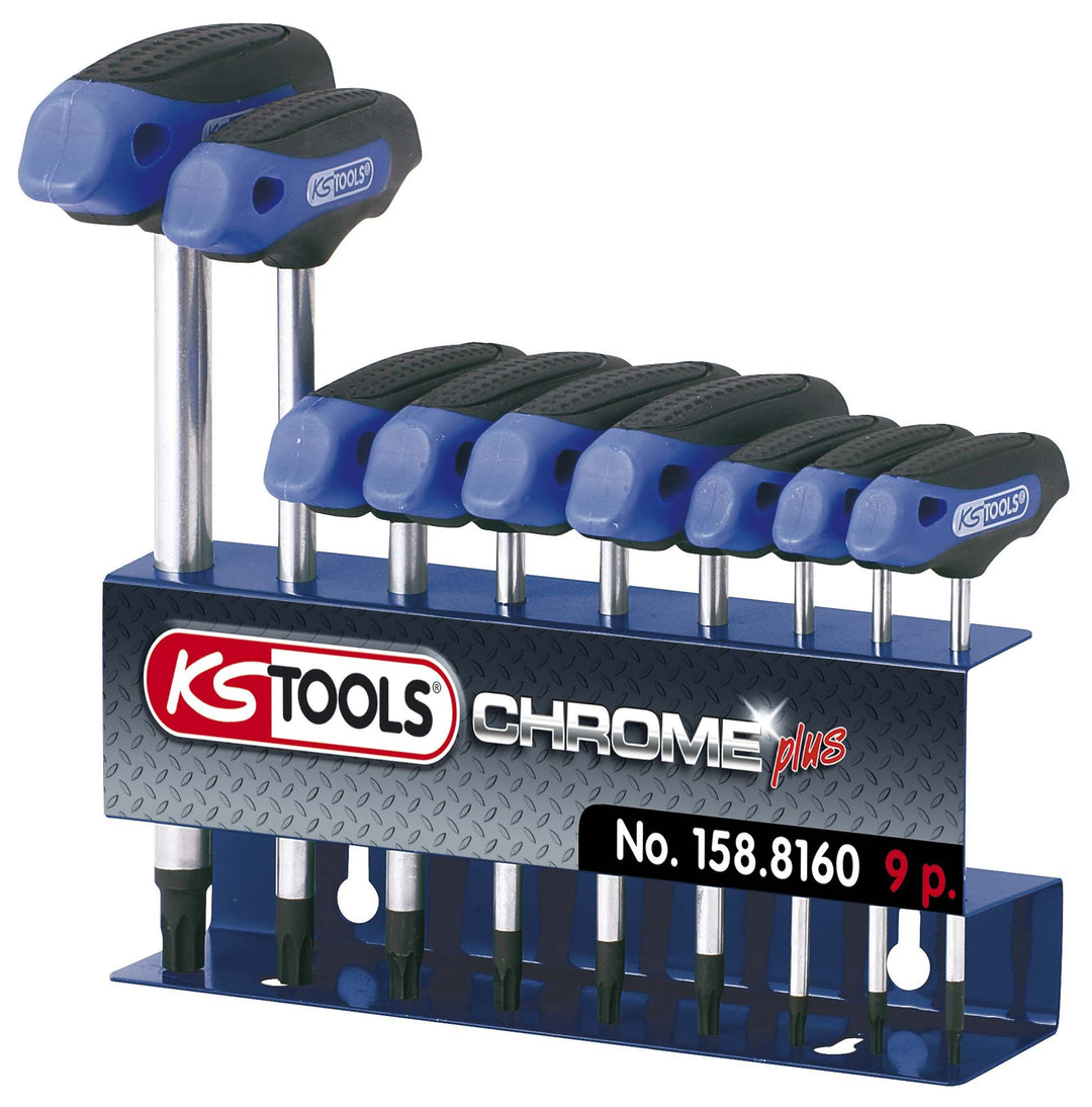 KS Tools 158.8160 ERGOTORQUEplus T-Griff-TX-Winkelschlüssel-Satz, 9-tlg.