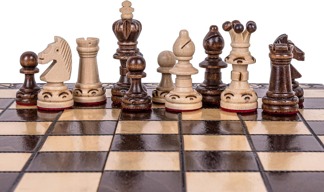Square - Schach Schachspiel - AMBASADOR Mini - 35 x 35 cm - Schachfiguren & Schachbrett aus