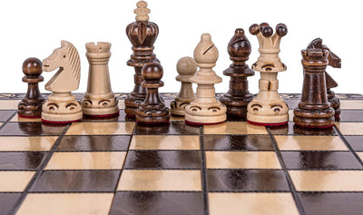 Square - Schach Schachspiel - AMBASADOR Mini - 35 x 35 cm - Schachfiguren & Schachbrett aus