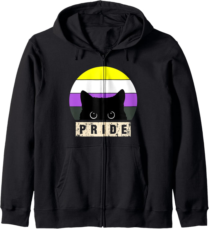 Nonbinary Katze Pride Nichtbinäre Flaggenfarben Kapuzenjacke