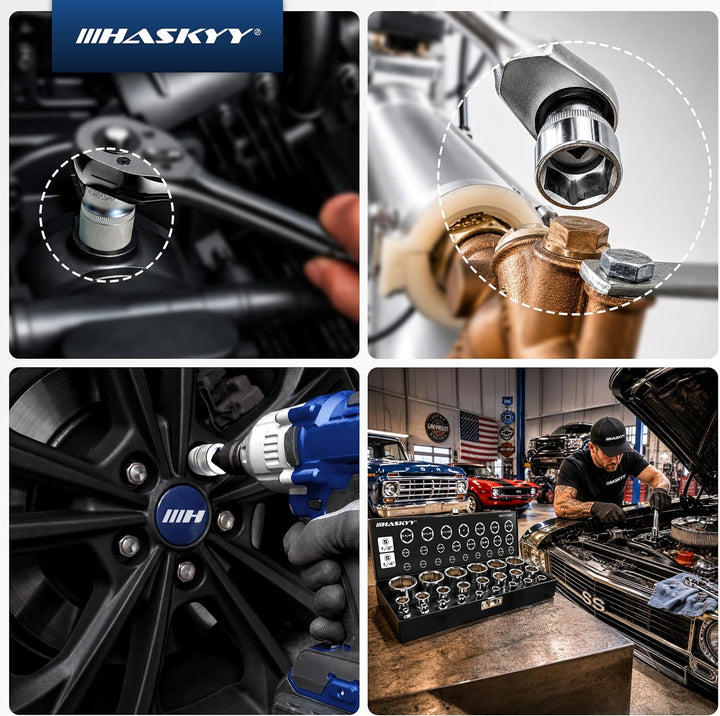 24tlg Zoll Stecknüsse I Harley-Zoll-Steckschlüssel I 5/32" - 1.1/4" Nusskasten I Werkzeug Satz I Har