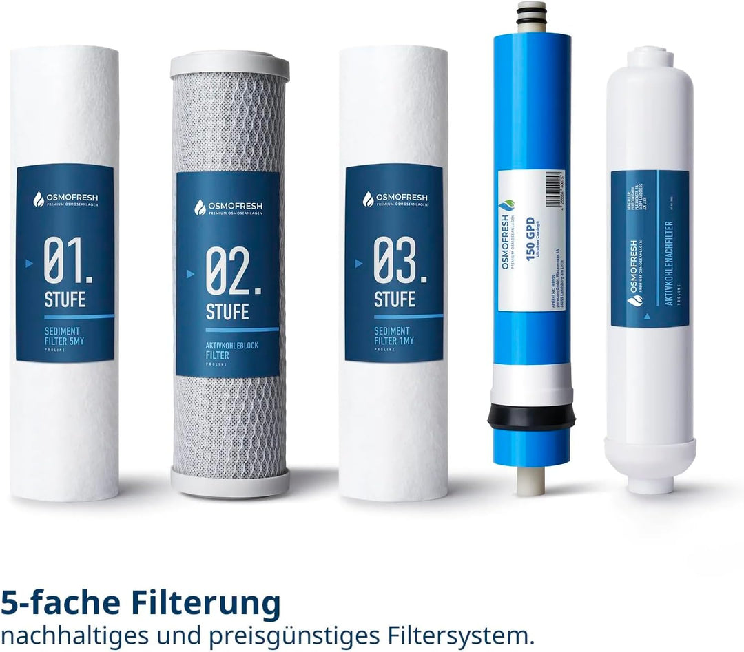 OsmoFresh Osmoseanlage Proline X3 | 450 GPD | 1,1l/min | Premium Osmosehahn GRATIS | vom Premium Her