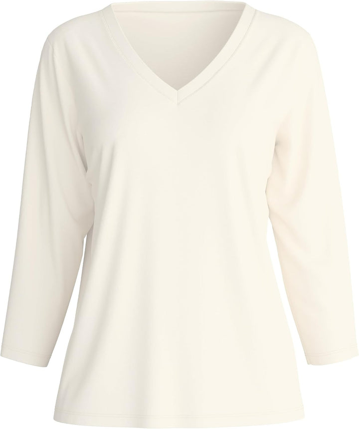 CALIDA Favourites Langarmshirt Damen, aus 100% Baumwolle, Dicker, wärmender Stoff 32-34 Charm Cream,