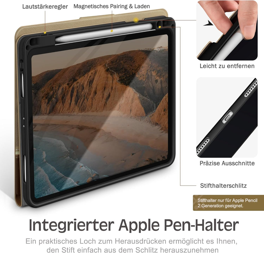 KingBlanc Hülle für iPad Pro 12,9 Zoll 2022 (6. Generation) /2021/2020/2018 (5./4./3. Gen) mit Stift