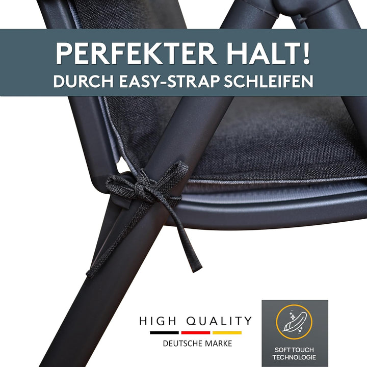 LILENO HOME Gartenstuhl Auflagen [1er Set - Hochlehner] in Anthrazit - Bequeme Liegen als Sitzauflag