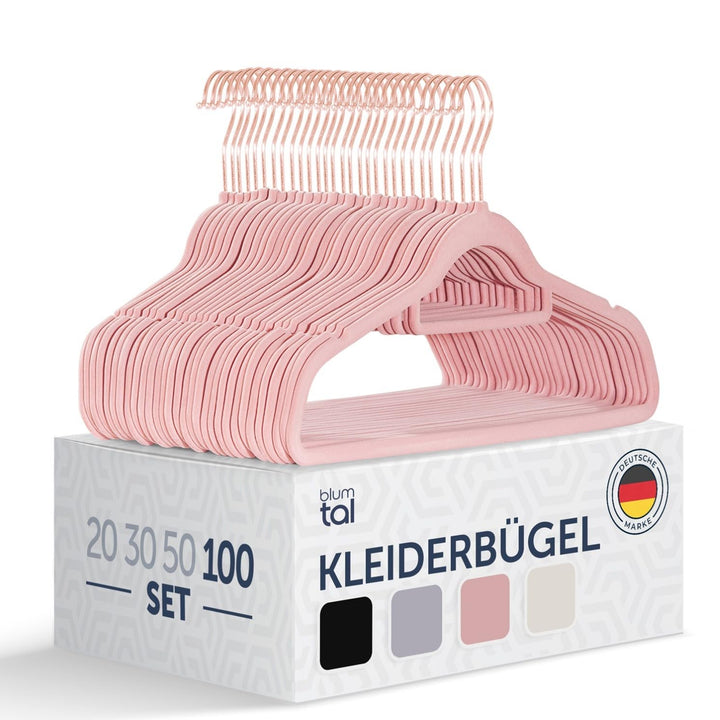 Blumtal Kleiderbügel Samt 100 Stück - Bügel Samt 360° drehbar und belastbar - Bügel Kleider platzspa