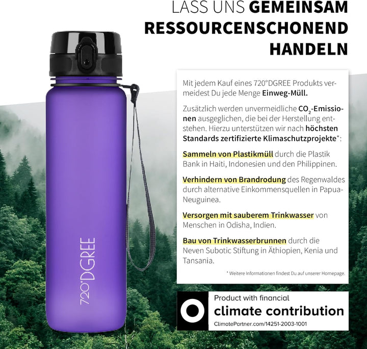 720°DGREE Trinkflasche 650ml “uberBottle“ softTouch +Sieb - BPA-Frei - Wasserflasche auslaufsicher f