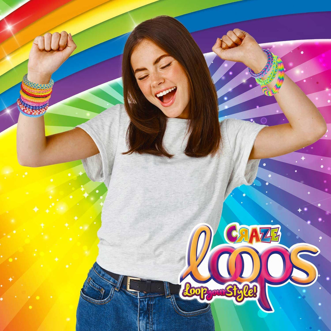 CRAZE LOOPS BAG 100 XXL Set - Loom Bänder 24x 100 Foilbag & 120 Verschlüsse, Farbmix, 100% hautfreun