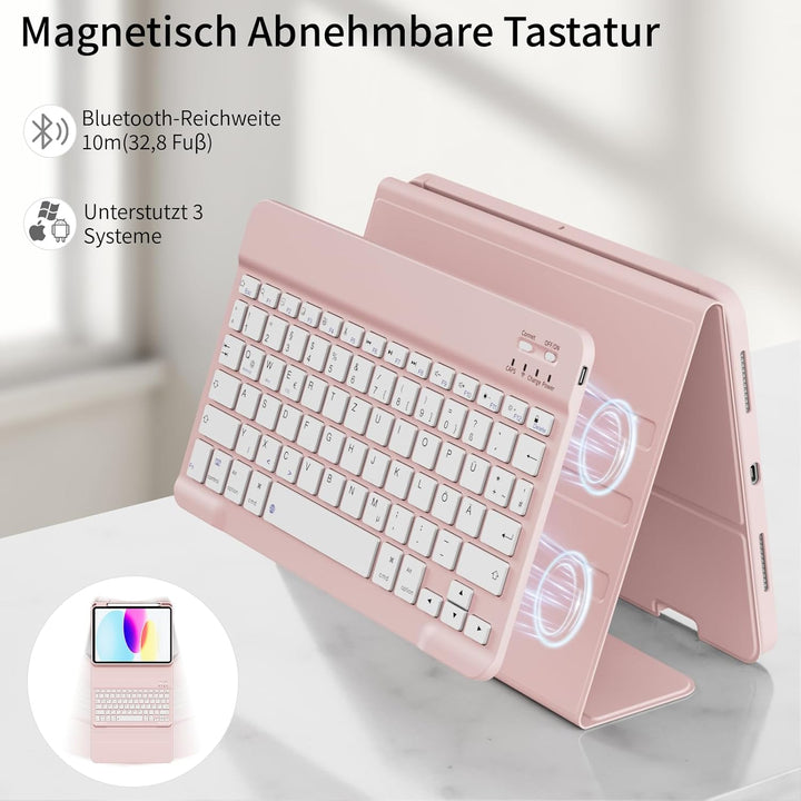 GKABXY Hülle mit Tastatur für iPad A16 11 Generation 2025/10 Generation 2022(11/10.9 Zoll), Soft TPU