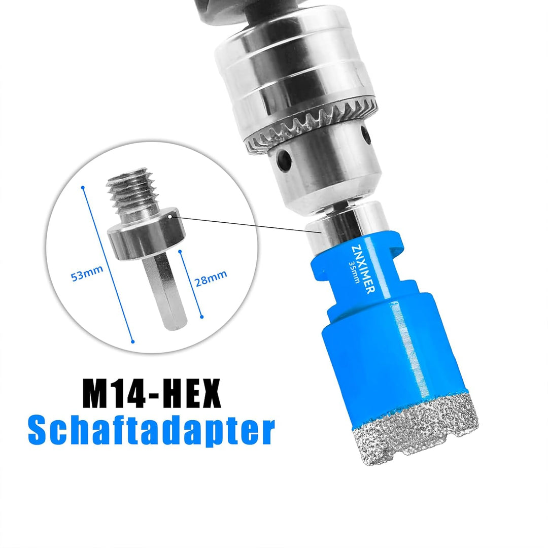 Diamant Fliesenbohrer Set 6/8/10/12/20/25/28/35/45/50/68mm+Adapter-12 Stück M14 Diamantbohrer Lochsä