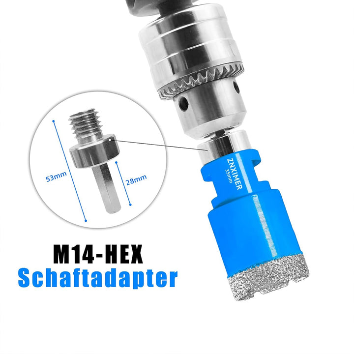 Diamant Fliesenbohrer Set 6/8/10/12/20/25/28/35/45/50/68mm+Adapter-12 Stück M14 Diamantbohrer Lochsä