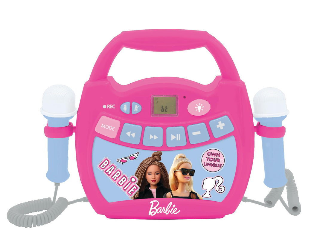 Lexibook, Barbie, Tragbarer digitaler Karaoke-Player für Kinder, Mikrofone, Lichteffekte, Bluetooth,