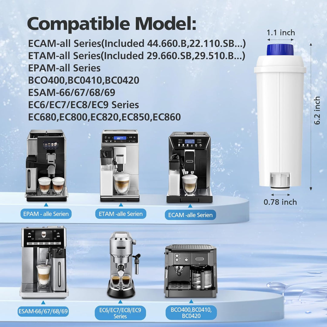 DLSC002 Water Filter for DeLonghi Coffee Machine, Water Filter Replacement Compatible with De'Longhi