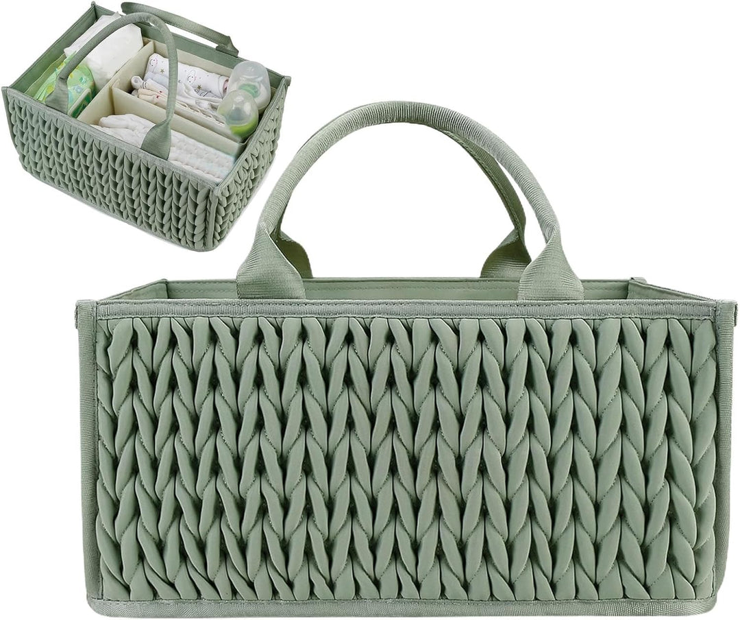 Tragbare Windel Caddy Organizer Korb mit Griffen für Baby und Tücher Grün, Grün