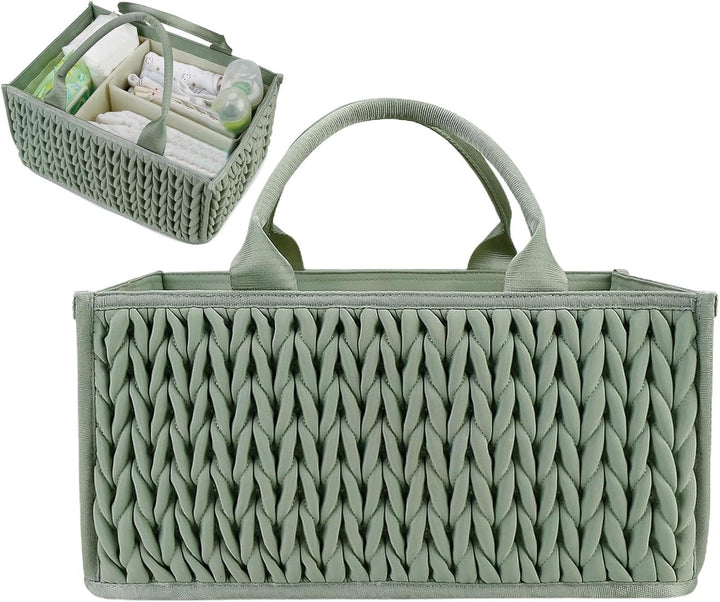 Tragbare Windel Caddy Organizer Korb mit Griffen für Baby und Tücher Grün, Grün