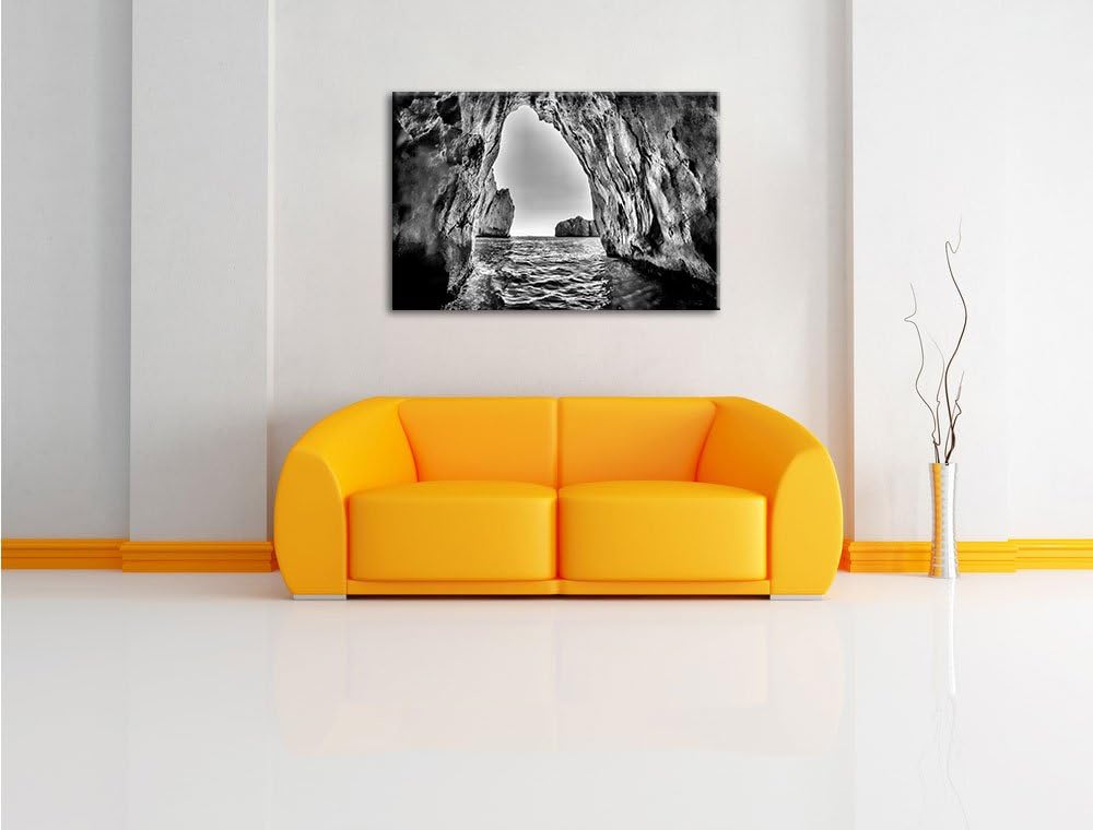 Pixxprint Felstor im Meer als Leinwandbild/Grösse: 100x70 cm/Wandbild/Kunstdruck/fertig bespannt, 10