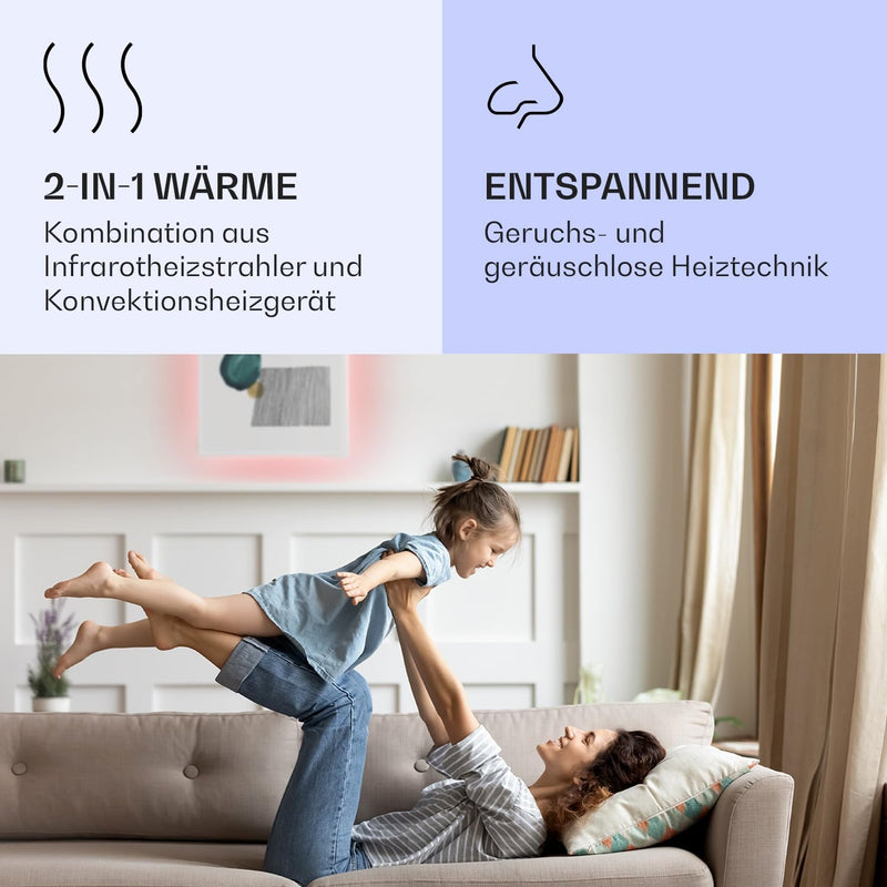 Klarstein 2-in-1 Infrarotheizung & Konvektor, Infrarotheizung mit Thermostat 500W, IP44-Infrarotheiz