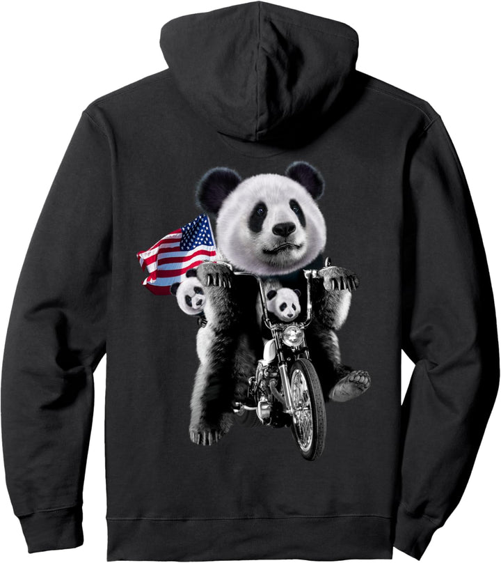 Patriot Riesenpanda mit Jungen auf Motorrädern Pullover Hoodie