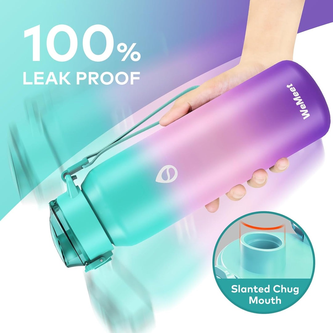 WEMEET Thermosflasche Edelstahl 1 Liter mit Abnehmbare Strohhalm, [18/10 Edelstahl] Trinkflaschen mi