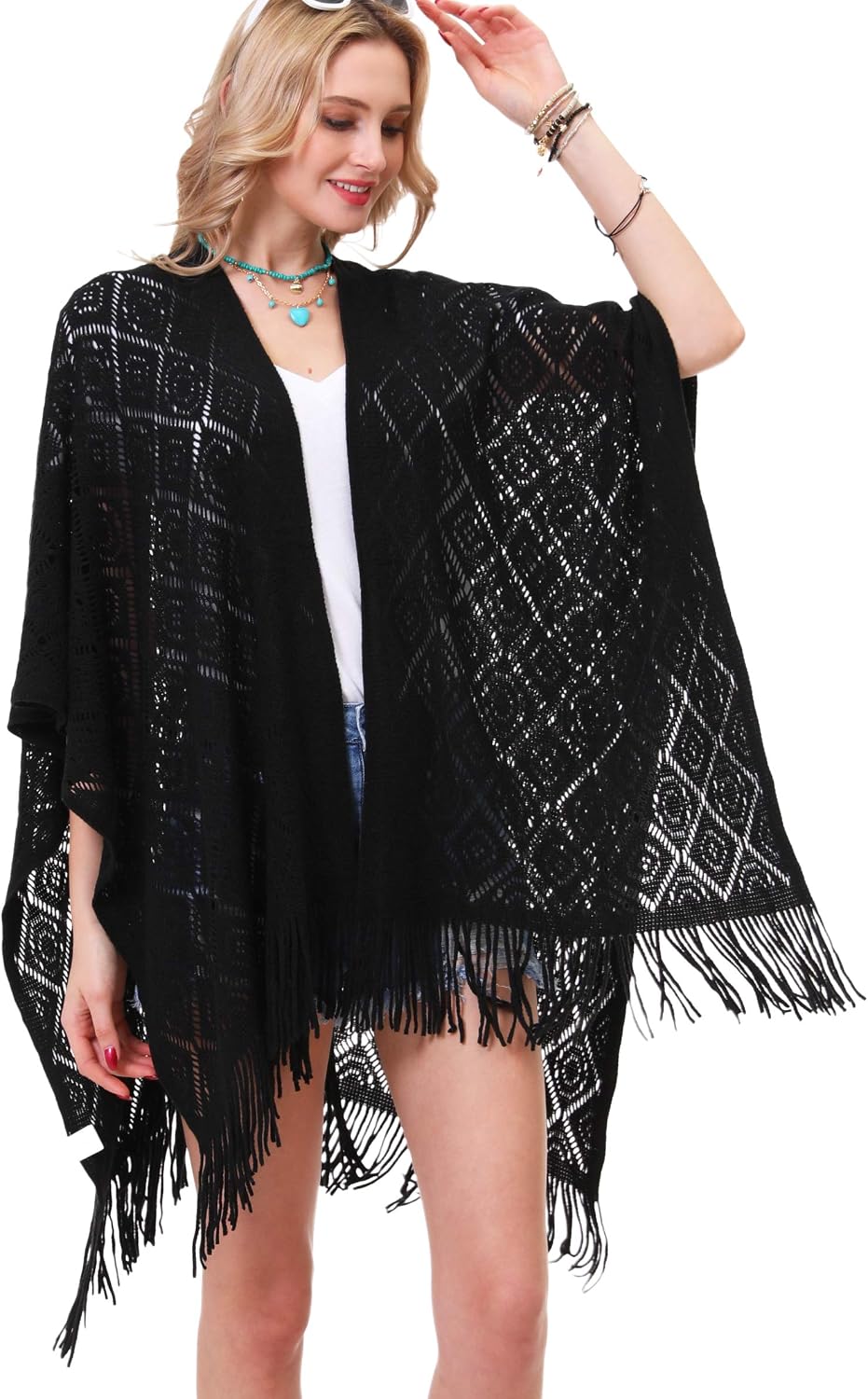 soul young Damen Stricken Stola Grosse Grössen Warm Weich Poncho Shawl Cardigan Kimono EINWEG Verpac