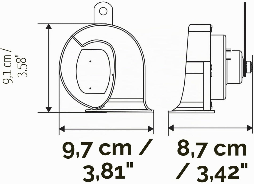 HELLA Fanfare - HEAVY DUTY HORN TE30 SET - 24V - 110dB(A) - Frequenzbereich von: 410Hz - Frequenzber