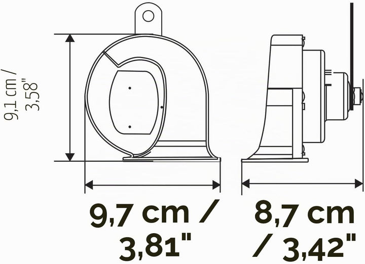 HELLA Fanfare - HEAVY DUTY HORN TE30 SET - 24V - 110dB(A) - Frequenzbereich von: 410Hz - Frequenzber