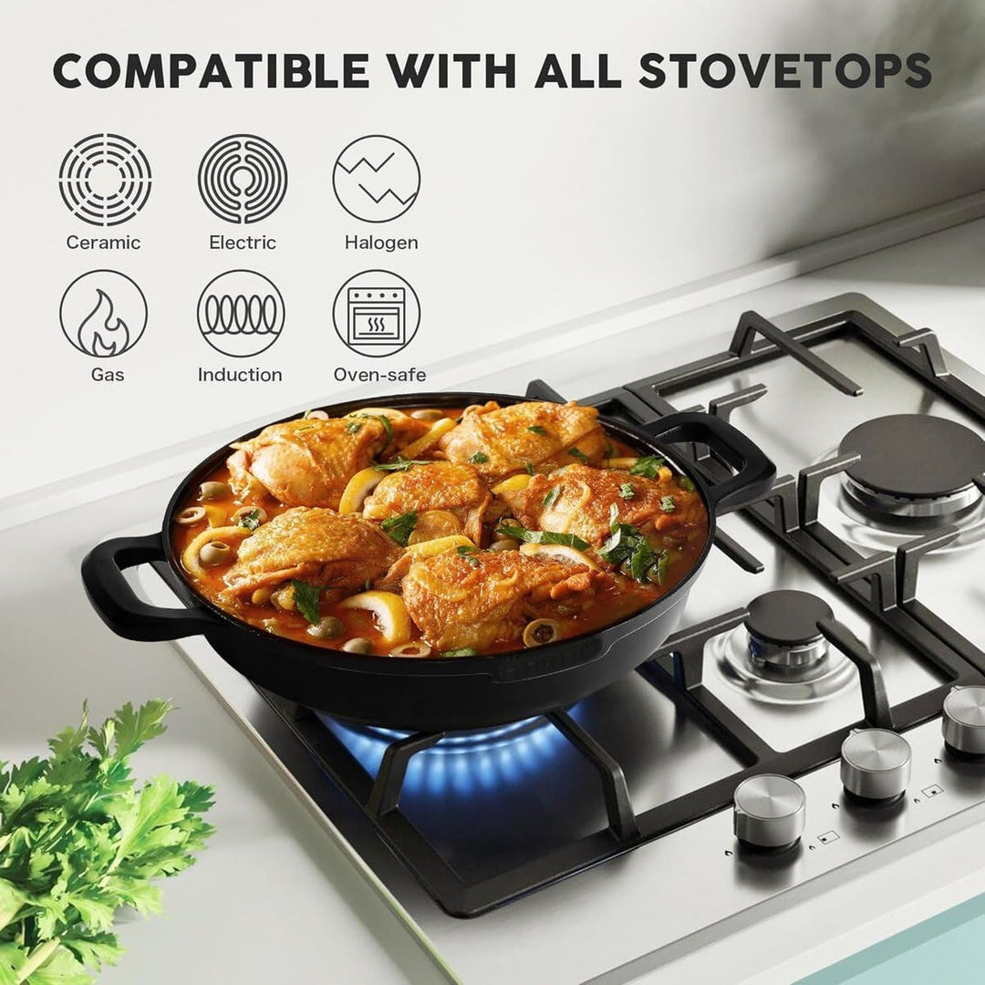 Tajine Safran 30 cm - Antihaft - PFOA free- Geeignet für alle Herdplatten - schwarz inkl. Ofenhandsc