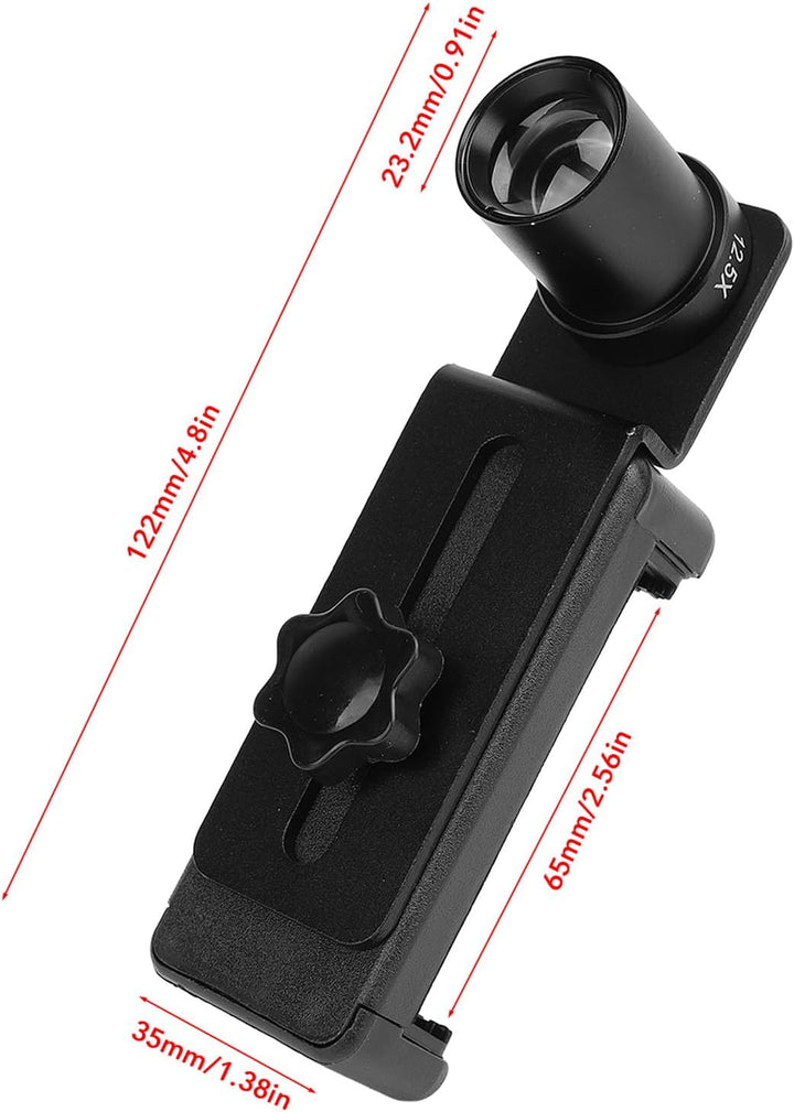 Mikroskop-Objektiv-Smartphone-Adapter, Mikroskop-Handy-Kamera-Adapter, Eingebautes 12,5-faches Mikro