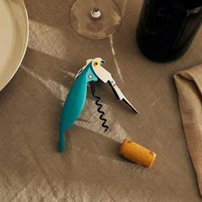 Alessi "Parrot" Sommelier-Korkenzieher aus Gussaluminium und PC, blau, 30 x 8 x 12 cm