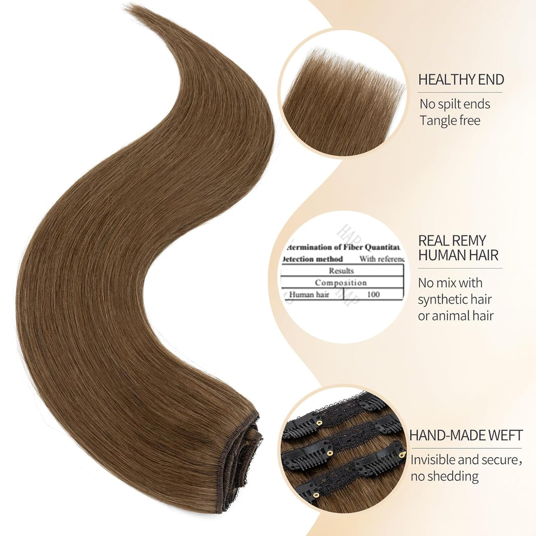 S-noilite Clip in Extensions Echthaar Schokoladenbraun 25cm 56g Extensions Clip in Echthaar Haarverl