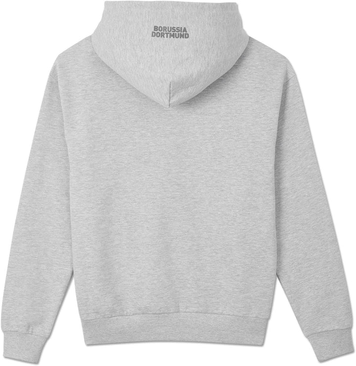 Borussia Dortmund BVB Hoodie Essentials, Grauer Kapuzenpullover, Basic Pullover, S-3XL XXL, XXL