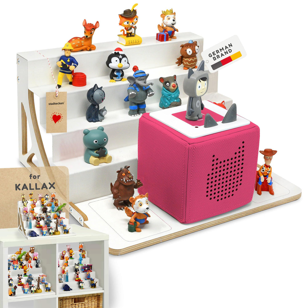 stadtecken® Magnetisches Regal für Musikbox-Figuren – Passend für Kallax und mehr | Optional mit Pla
