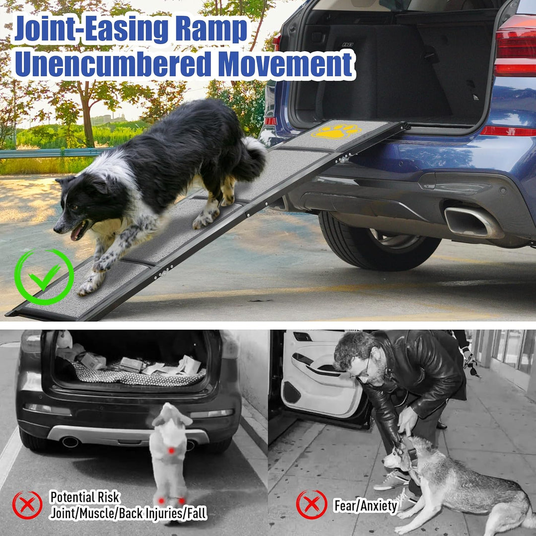 BACOENG 180cm Hunderampe Auto Klappbar, Hundetreppe Auto mit Rutschfester Teppich, rutschfest Hunder