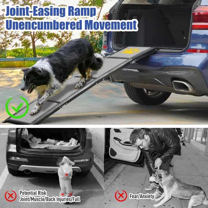 BACOENG 180cm Hunderampe Auto Klappbar, Hundetreppe Auto mit Rutschfester Teppich, rutschfest Hunder