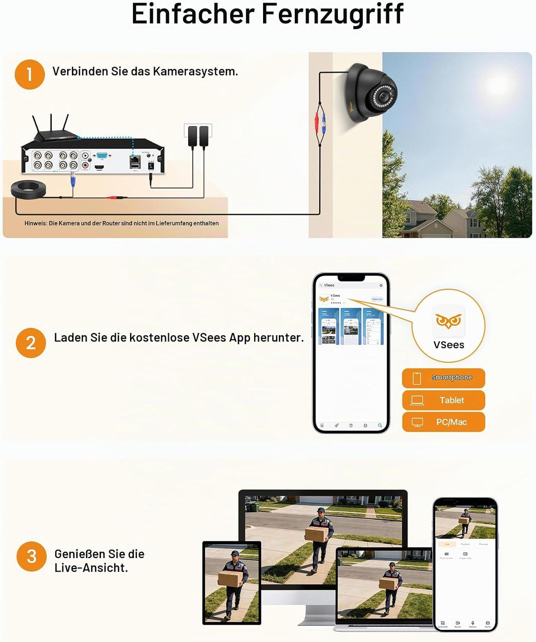 1080P HD Videoüberwachung System 8CH H.265+ 1080P DVR Recorder mit 4X 2MP Aussen Dome Kamera Set ohn