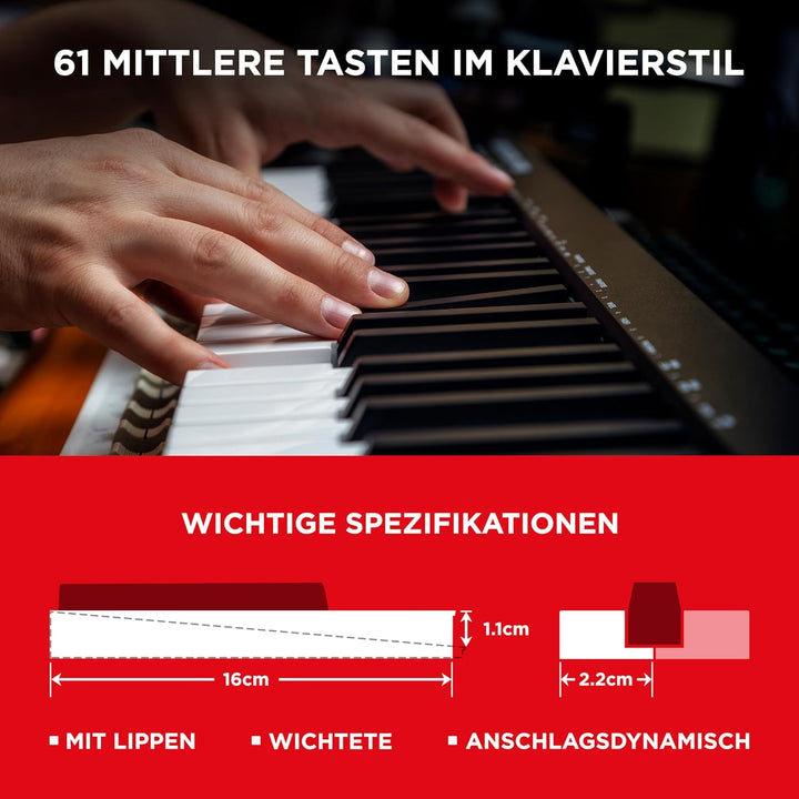 M-Audio Keystation 61 MKIII - Kompakter 61-Tasten MIDI Keyboard Controller mit zuweisbaren Reglern,