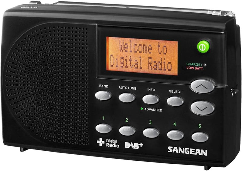 Sangean DPR65 Tragbares Digital-Radio (LCD-Display, DAB+, FM-RDS) schwarz, schwarz