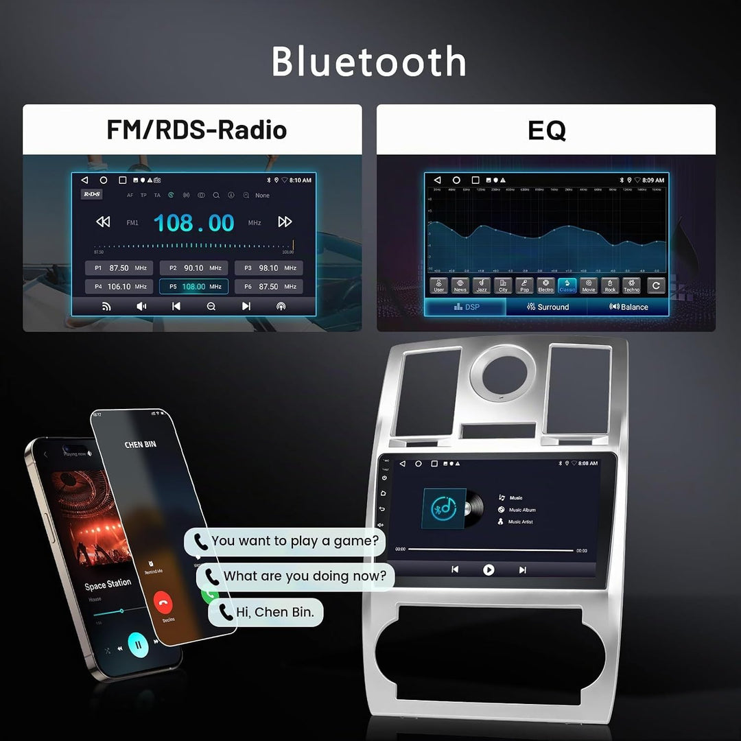 Hodozzy 2GB 64GB Autoradio für Chrysler 300 300C 2004-2011 Radio mit Wireless Carplay Android Auto M