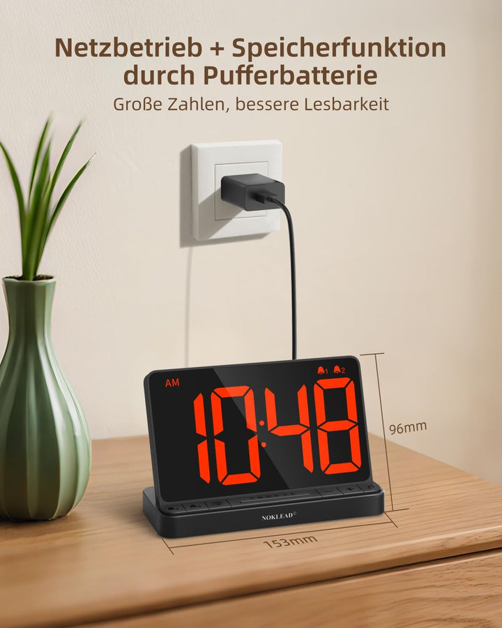 NOKLEAD Digitaler Wecker mit Grossem 6,5" RGB Farbwechsel Display, Netzbetriebene Nachttischuhr mit