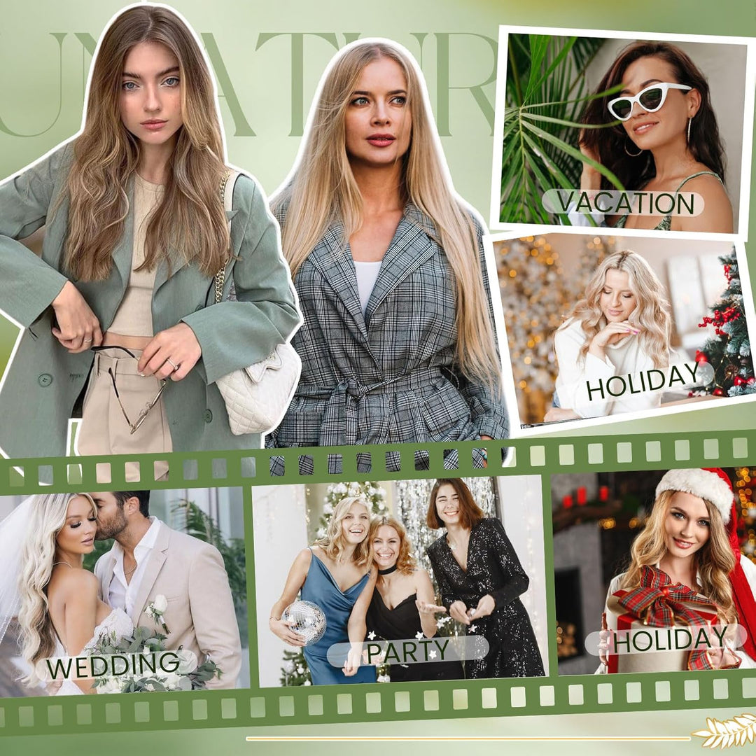 RUNATURE Echthaar Clip in Extensions Highlights Blond 50cm Clip in Haarverlängerung Echthaar Unsicht