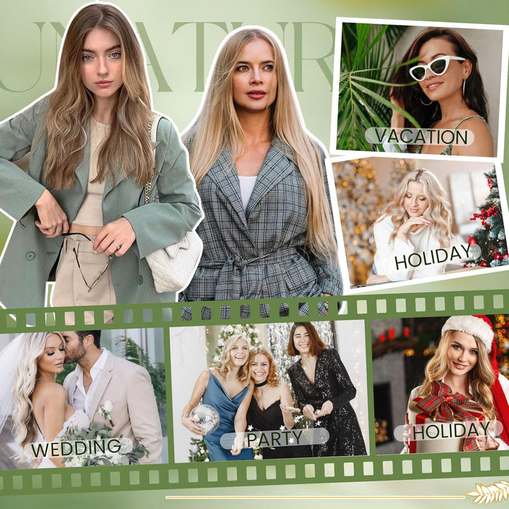RUNATURE Echthaar Clip in Extensions Highlights Blond 50cm Clip in Haarverlängerung Echthaar Unsicht