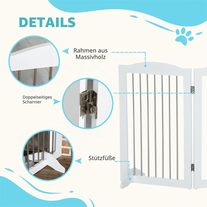 PawHut Absperrgitter Hund Freistehendes Schutzgitter mit Füssen 154 x 80 cm Hundegitter Klappbar Tre