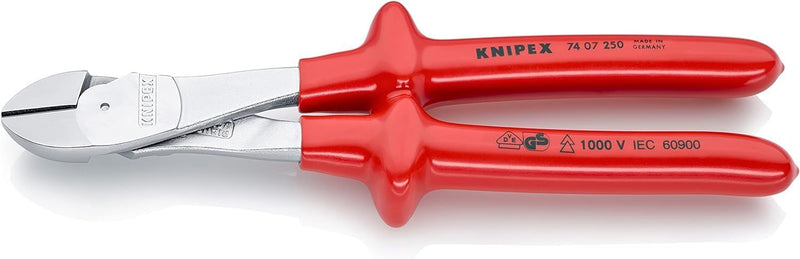 Knipex Kraft-Seitenschneider verchromt, tauchisoliert, VDE-geprüft 250 mm 74 07 250 verchromt 250 mm