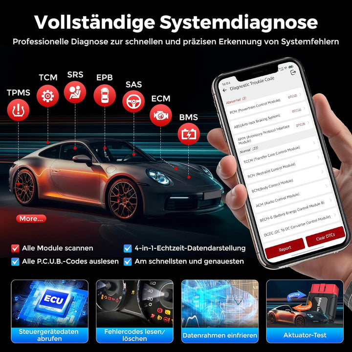 2026 KINGBOLEN Ediag Link OBD2 Diagnosegerät Bluetooth,Profi kfz Tester für Vollständige System,diag